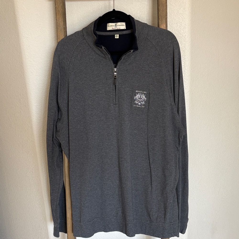 Fairway and Greene Gray Quarter-Zip Pullover Whistling Straits Logo